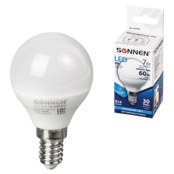 Лампа светодиодная LED Sonnen E14 шар, 7(60)Вт холодный свет