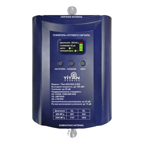 Комплект усиления сотовой связи Vegatel ANT-700/2700-PO / Titan-900/1800 (LED) с внутренней потолочной антенной до 100 м2